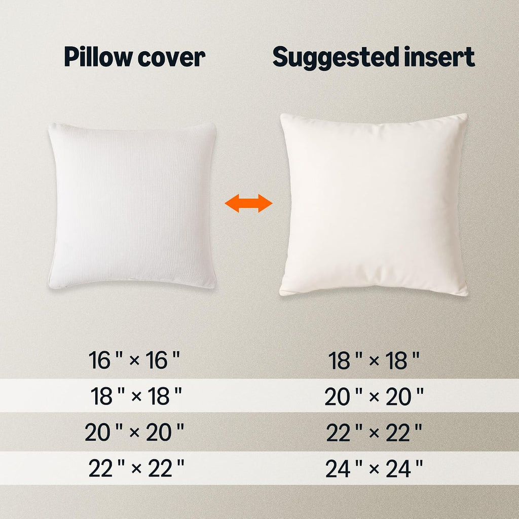 Amazon Basics Faux Linen Throw Pillow Covers with Hidden Zipper Closure, 18 × 18in, White, Pack of 2