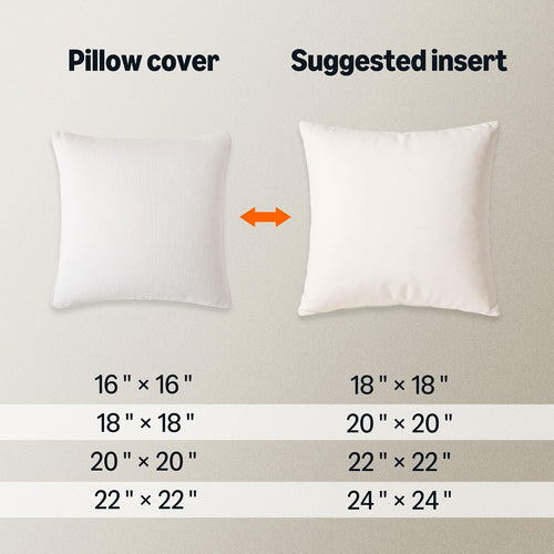 Amazon Basics Faux Linen Throw Pillow Covers with Hidden Zipper Closure, 18 × 18in, White, Pack of 2