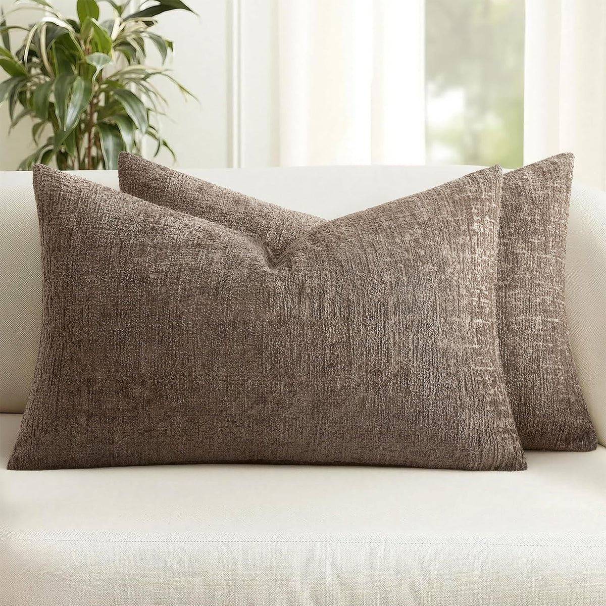MIULEE Couch Pillow Covers Textured Chenille Home Decor 18x18 Navy Blue