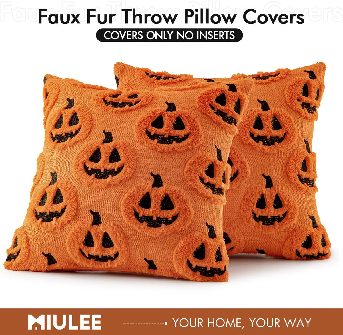 MIULEE Halloween Fall Pumpkin Throw Pillow Covers 18x18 Orange-Black