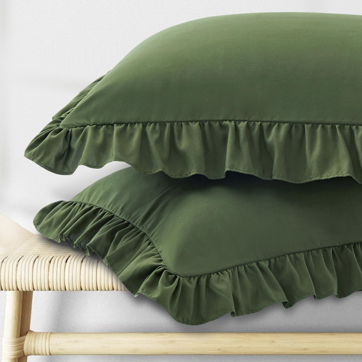 KKJIAF Ruffle Pillow Cases Standard Size Set of 2, White