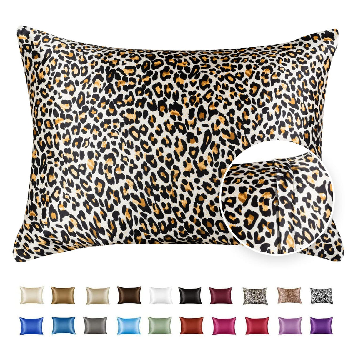 BLISSFORD Satin Pillowcase with Zipper, Like Silk Pillow Cases - Black
