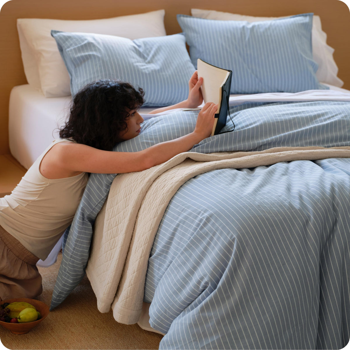 Bedsure PureWoven Gingham Duvet Cover Set Linen‑Like, King Size, 3-PC