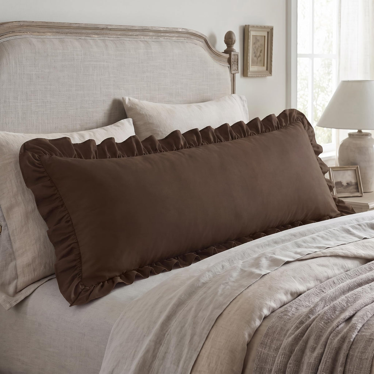 Bedsure Ruffle Pillow Cases Standard Size Set of 2, White Pillow Shams