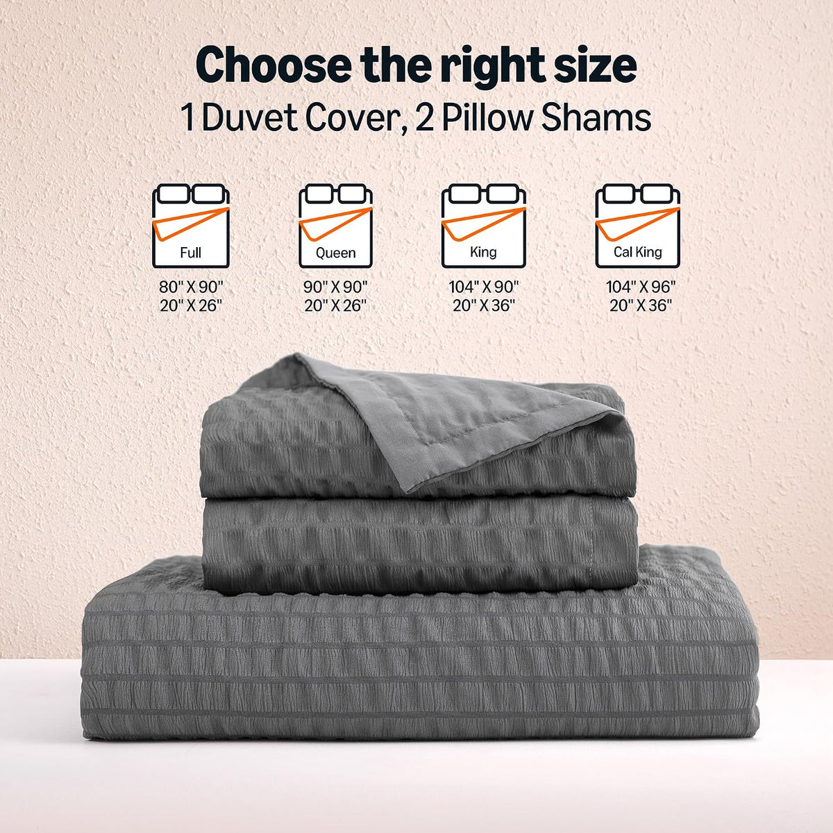 Amazon Basics Duvet Cover Set with Jacquard Geometric Pattern, 3-Piece with 1 Duvet Cover and 2 Pillow Shams, Comforter Not Included, Queen, Dark Gray