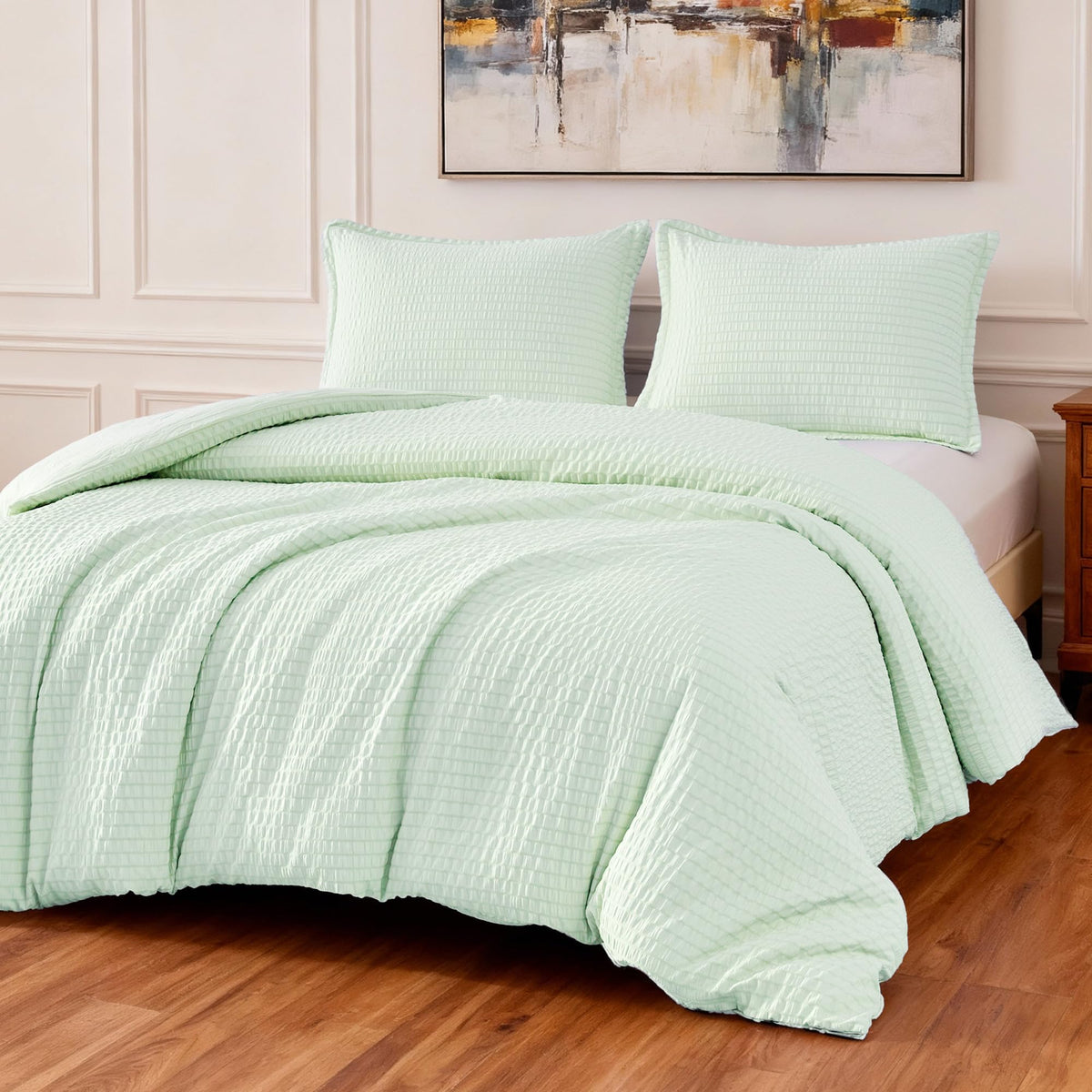 Amazon Basics Duvet Cover Set with Jacquard Geometric Pattern, 3-Piece with 1 Duvet Cover and 2 Pillow Shams, Comforter Not Included, Queen, Dark Gray