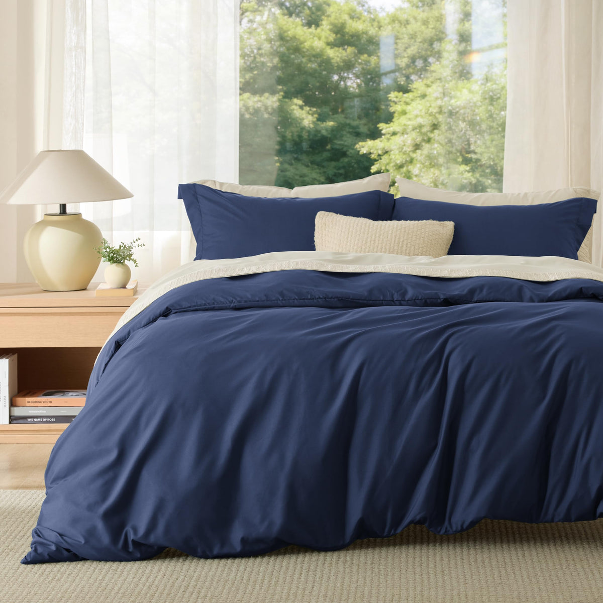 Bedsure Duvet Cover Queen Size, 3Pcs Soft Double Brushed Bedding Set, Linen