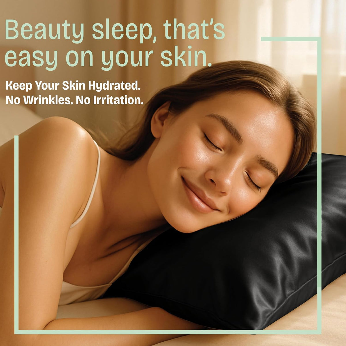 BLISSFORD Satin Pillowcase with Zipper, Like Silk Pillow Cases - Black