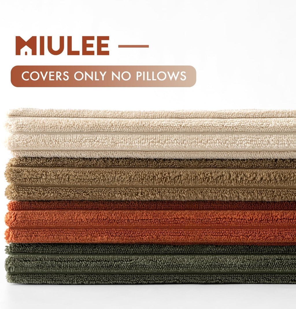 MIULEE Fall Corduroy Decorative Throw Pillow Covers Rust-Olive Green 18x18