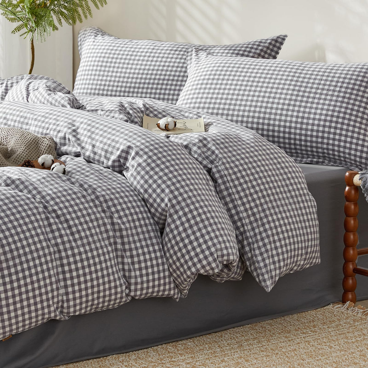 Duvet Cover Set King Size 100% Organic Cotton Pirate Black, SAPHREAS 3 Pcs Soft Bedding Comforter Cover with Zipper Closure & Corner Ties, Comforter Not Included
