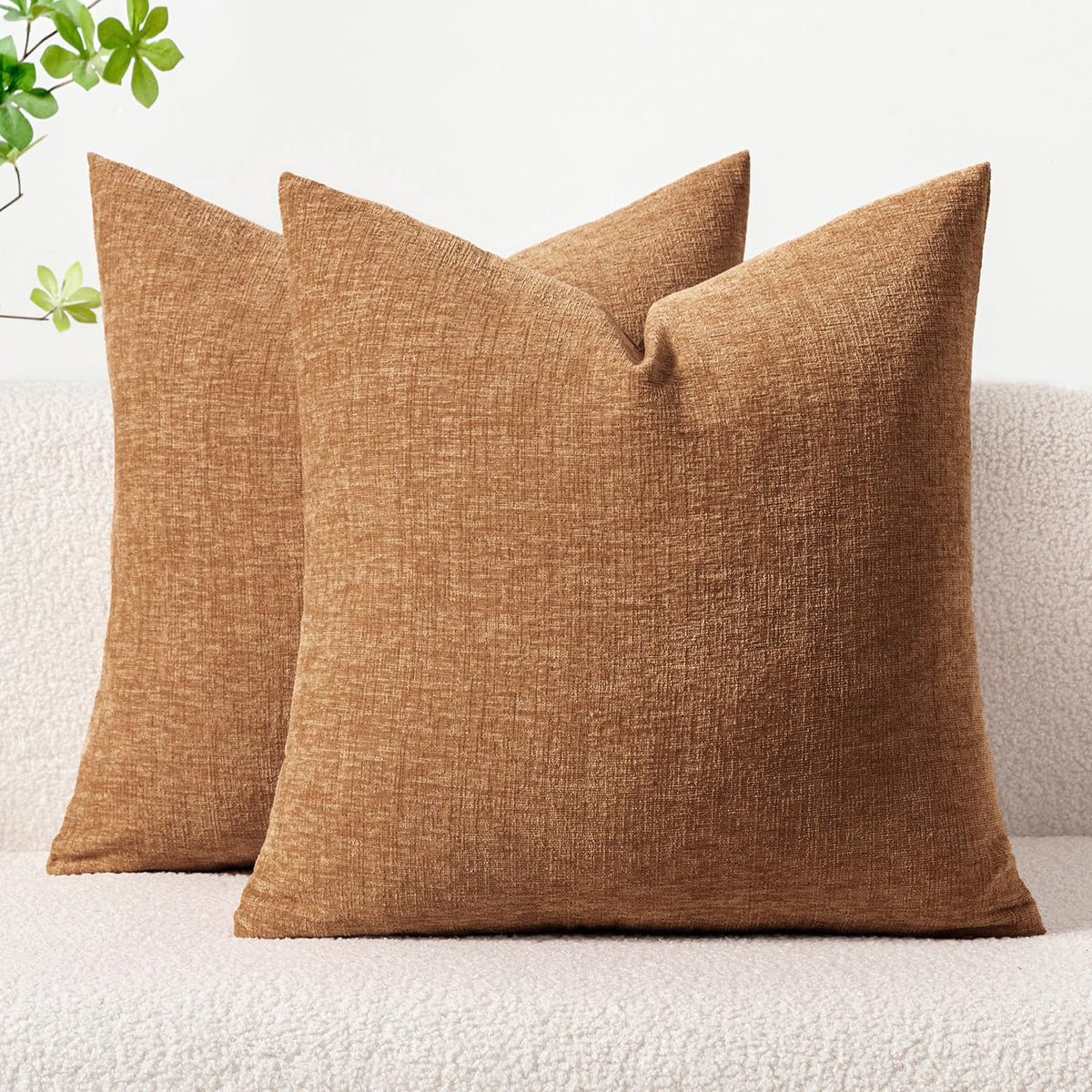 MIULEE Soft Chenille Throw Pillow Covers Sage Green 18x18 Inch Pack of 2