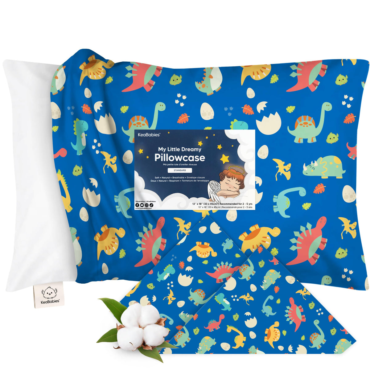 KeaBabies Toddler Pillowcase 13x18 Organic Cotton Cover, Soft White