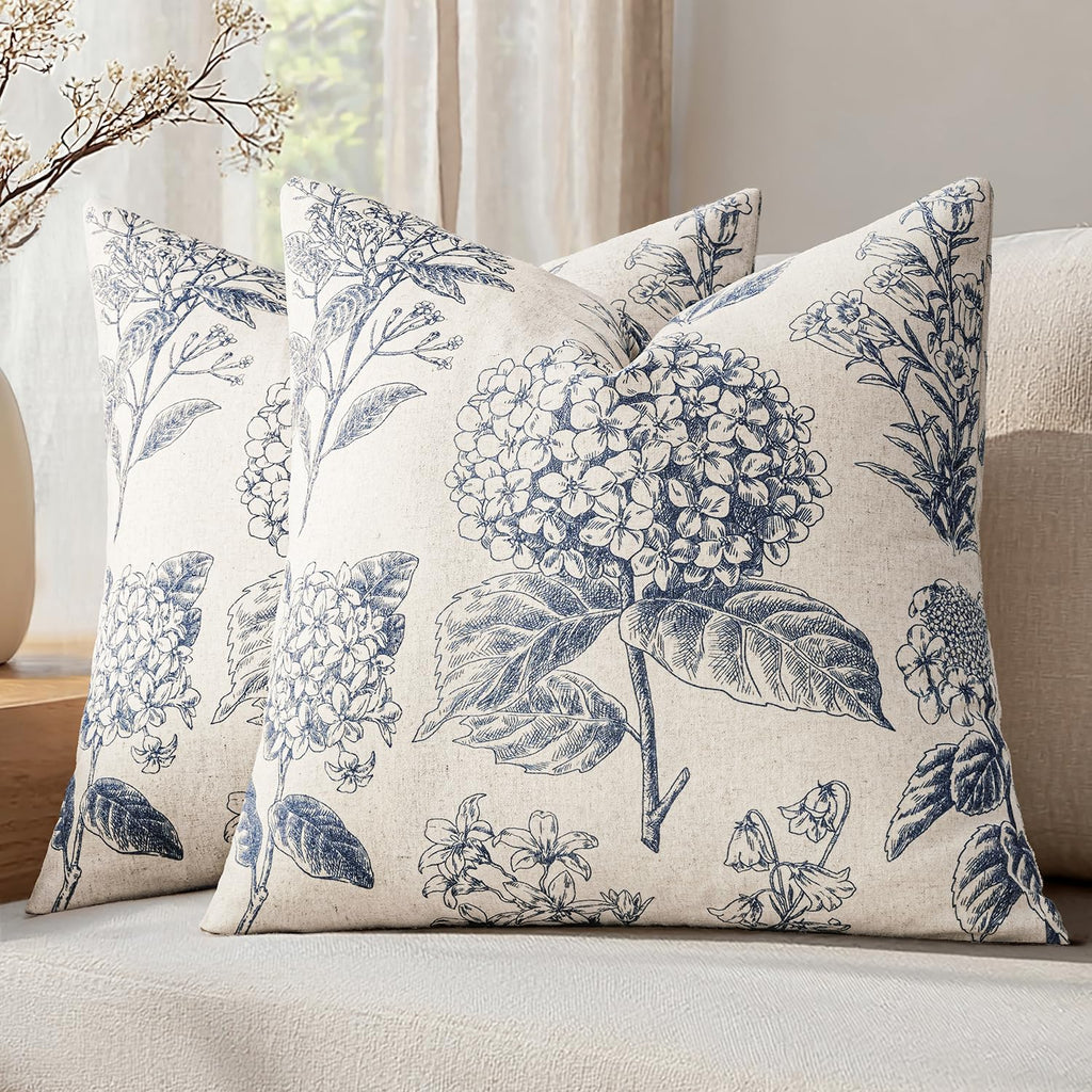 Set of 2 Decorative Floral Pillow Covers 18x18 Inch Light Brown