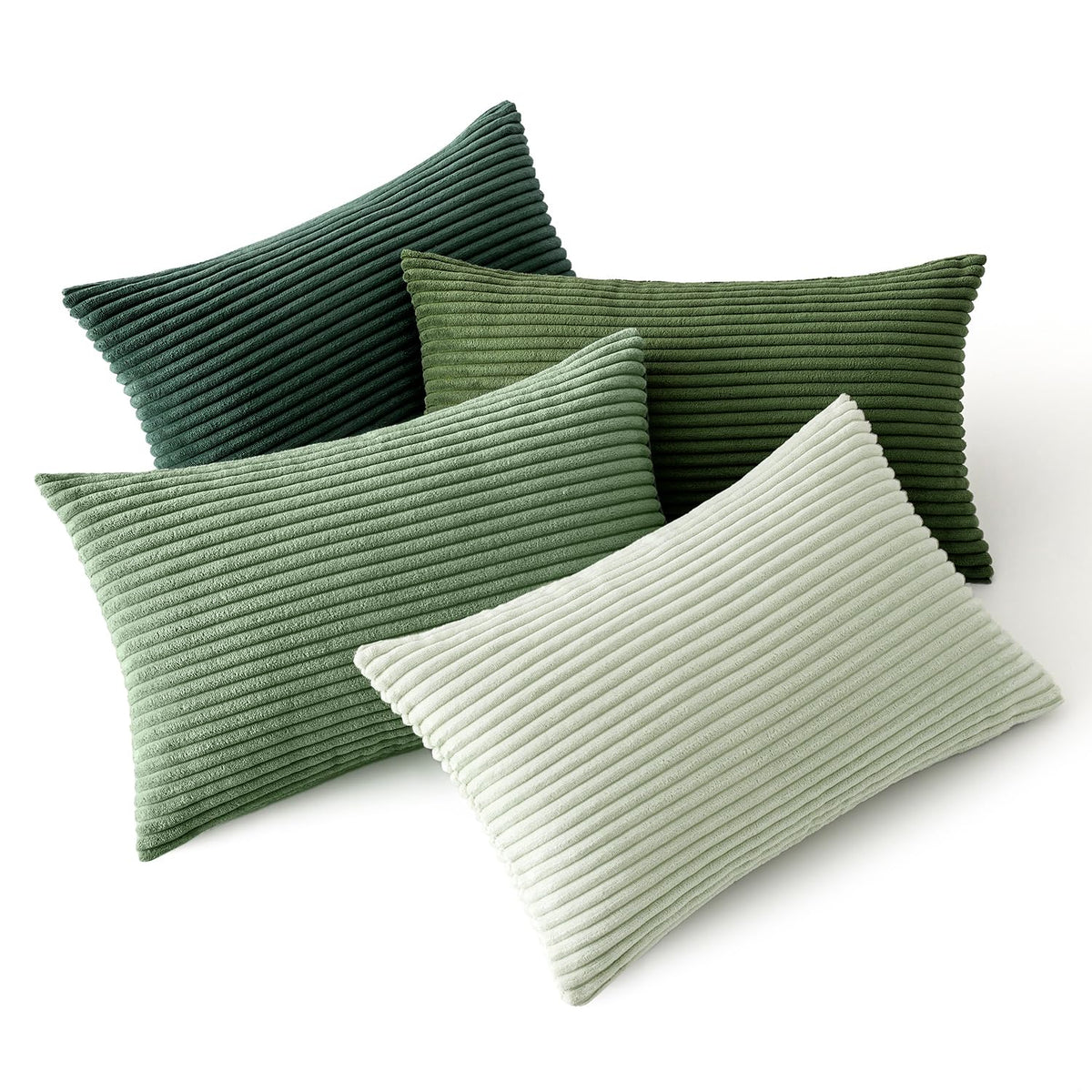 MIULEE Fall Corduroy Decorative Throw Pillow Covers Rust-Olive Green 18x18