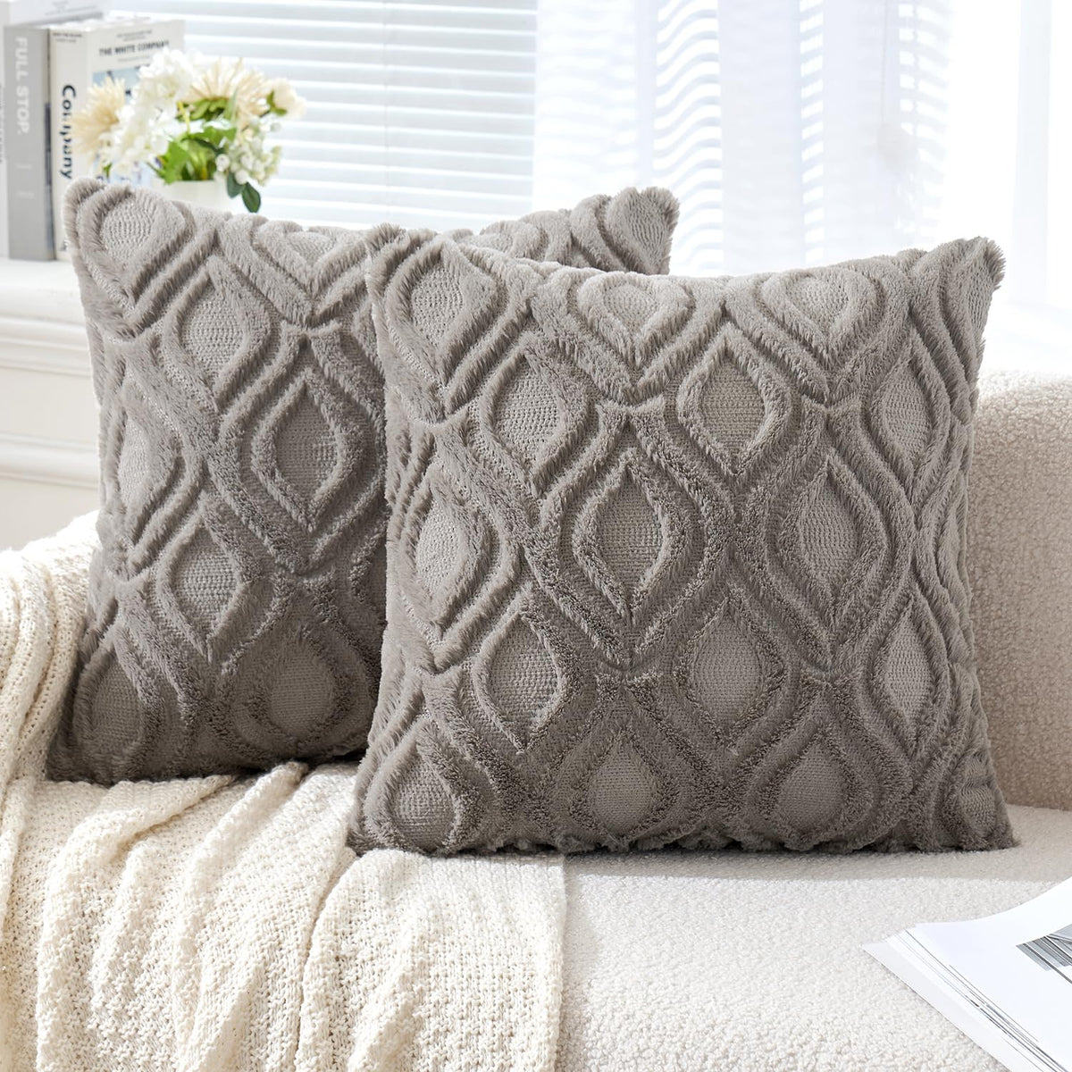 MIULEE Fall Mustard Yellow Soft Plush Faux Wool Throw Pillow Covers 18x18