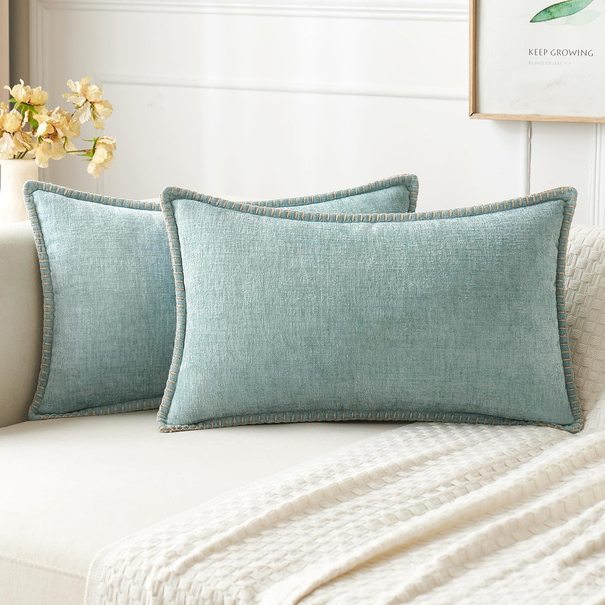MIULEE Decorative Couch Throw Pillow Covers 18x18 Inch Navy 2 Pack