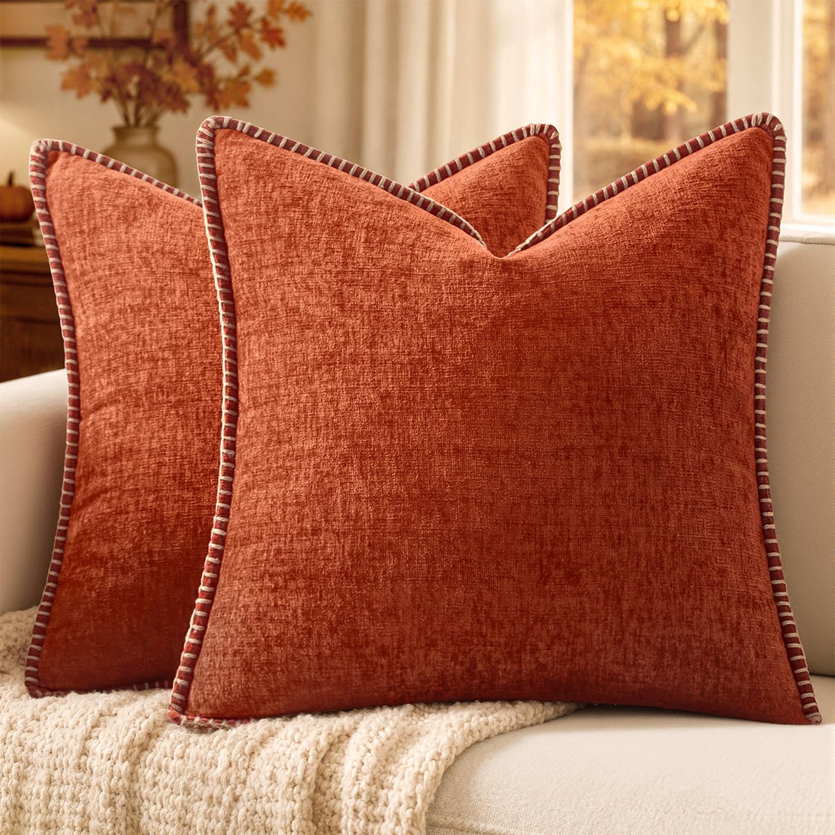 MIULEE Decorative Couch Throw Pillow Covers 18x18 Inch Navy 2 Pack