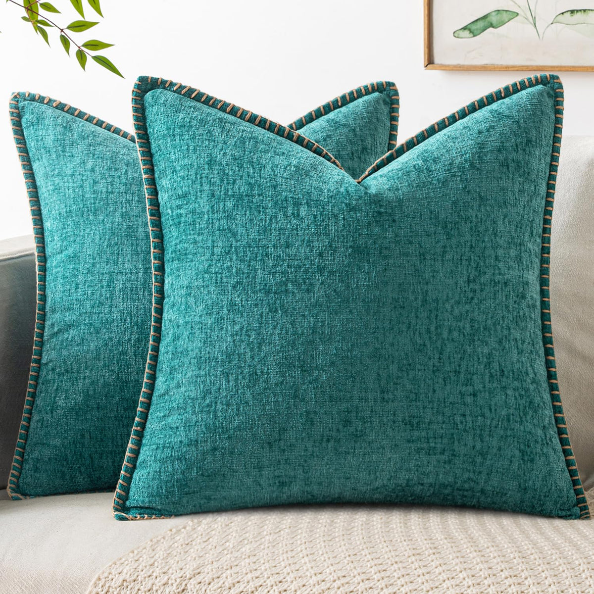MIULEE Decorative Couch Throw Pillow Covers 18x18 Inch Navy 2 Pack
