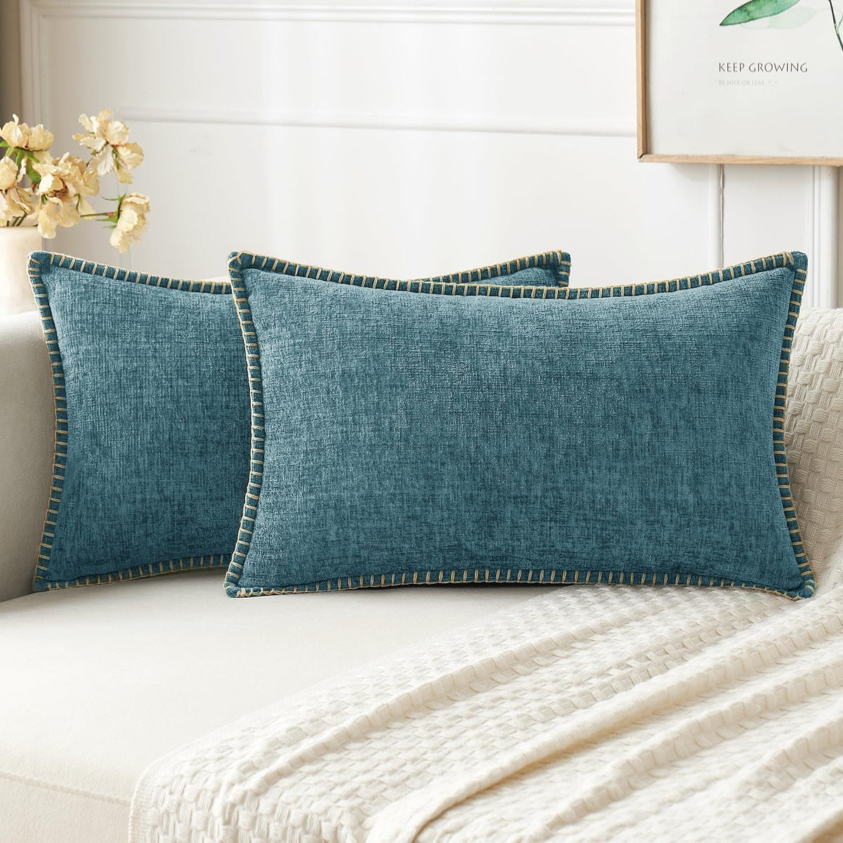 MIULEE Decorative Couch Throw Pillow Covers 18x18 Inch Navy 2 Pack