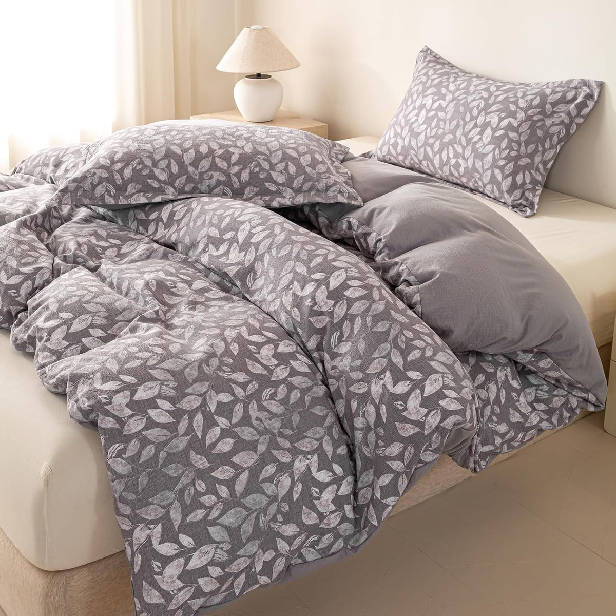 OAITE Duvet Cover Set Prewashed Cotton-Like Polyester King