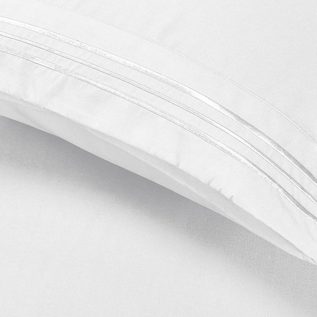 Elegant Comfort Luxury Ultra-Soft 2-Piece Pillowcase Set - 1500 Premium Hotel Quality Microfiber Double Brushed - Wrinkle Resistant, King Size, White