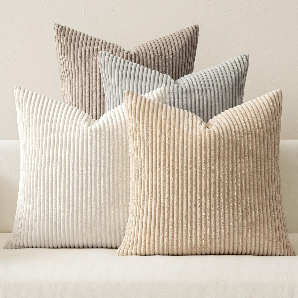 MIULEE Fall Corduroy Decorative Throw Pillow Covers Rust-Olive Green 18x18