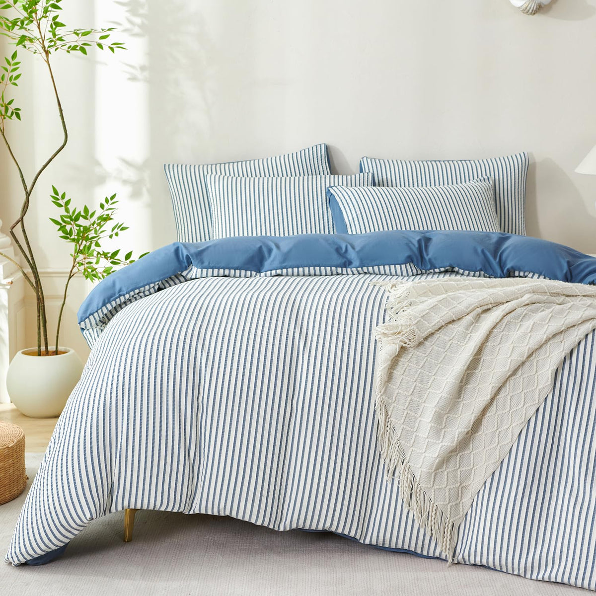 King Size Duvet Cover Set Floral Luxury Soft Brushed Microfiber Crinkle Gauze Fabric 3 Pieces Bedding Set Flower Pattern Duvet Cover King with Zipper Closure Breathable Comfy