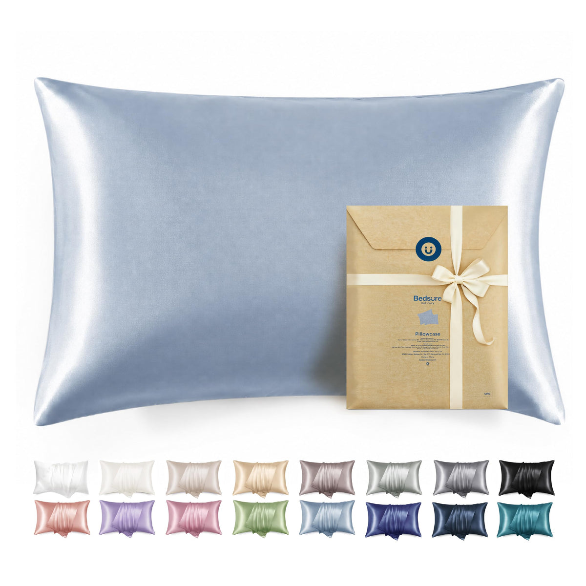 Bedsure Satin Pillowcase with Zipper, Similar to Silk Pillow Cases 2 Pack, Beige Standard Size Satin Pillow Case, Silky & Soft Pillow Covers, Valentines Day Gifts for Women Men, 20x26 Inches