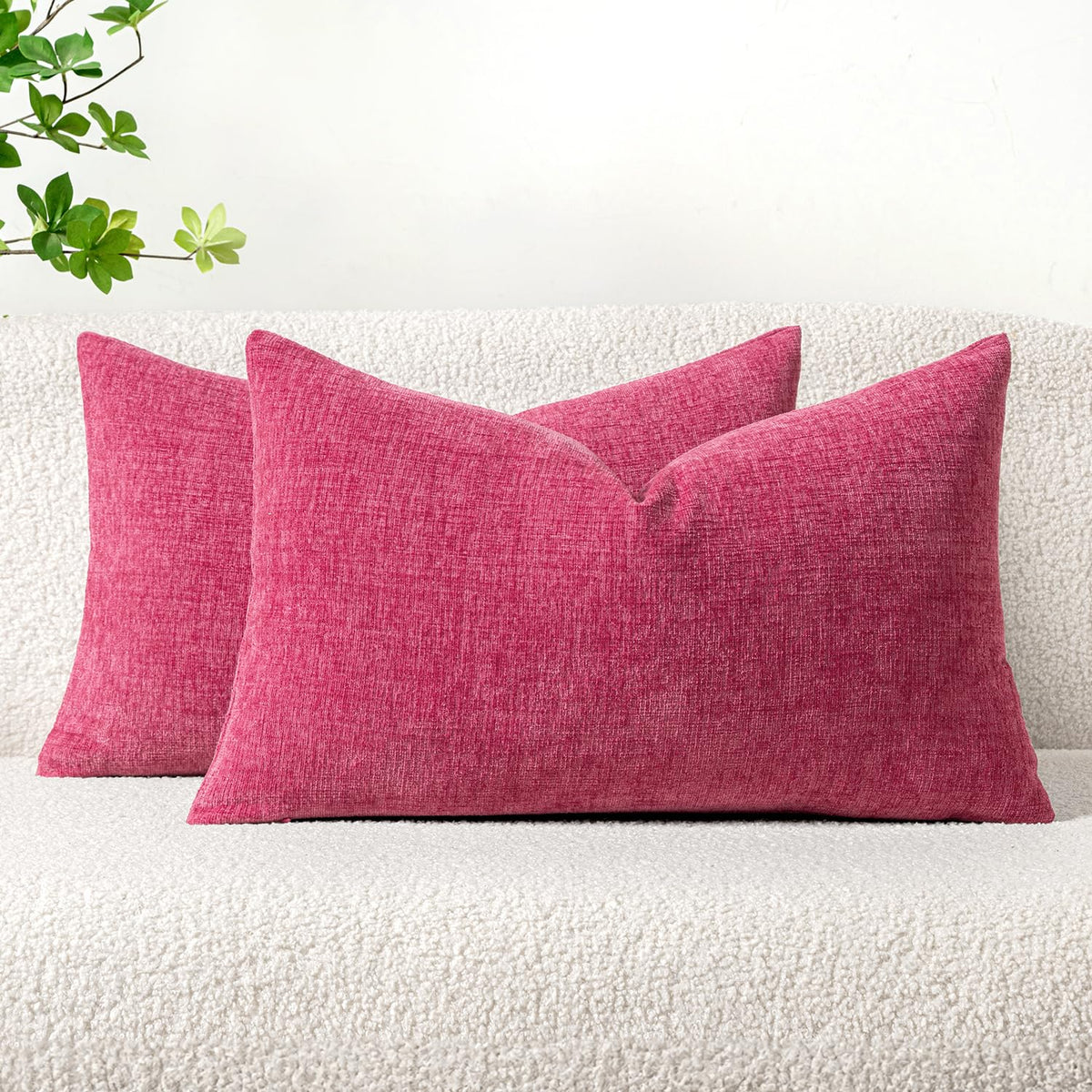 MIULEE Soft Chenille Throw Pillow Covers Sage Green 18x18 Inch Pack of 2