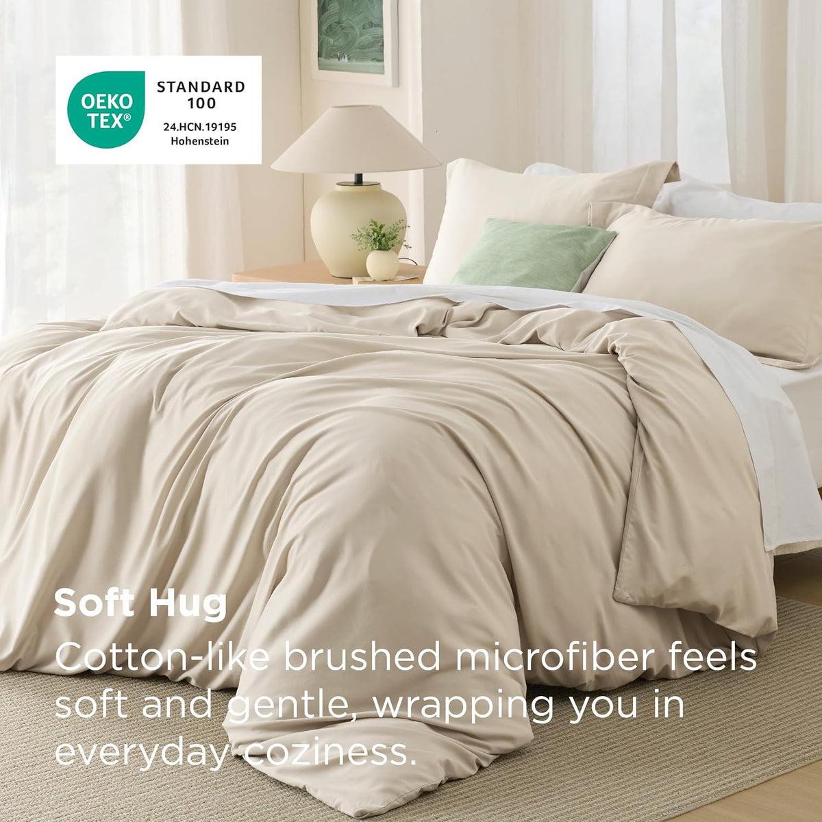 Bedsure Duvet Cover Queen Size, 3Pcs Soft Double Brushed Bedding Set, Linen