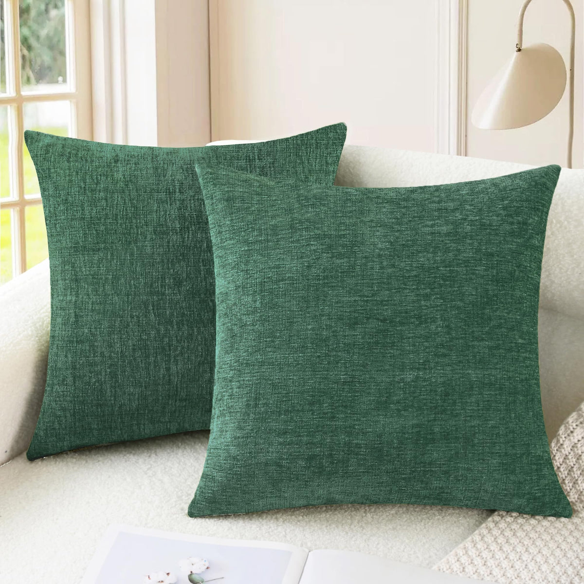 CaliTime Decorative Couch Throw Pillow Covers 18 X 18 Inches Navy Blue