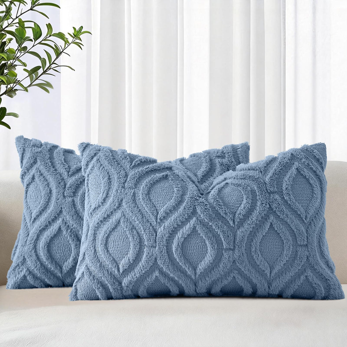decorUhome Faux Fur Plush Soft Rust Throw Pillow Covers 18x18 Set of 2