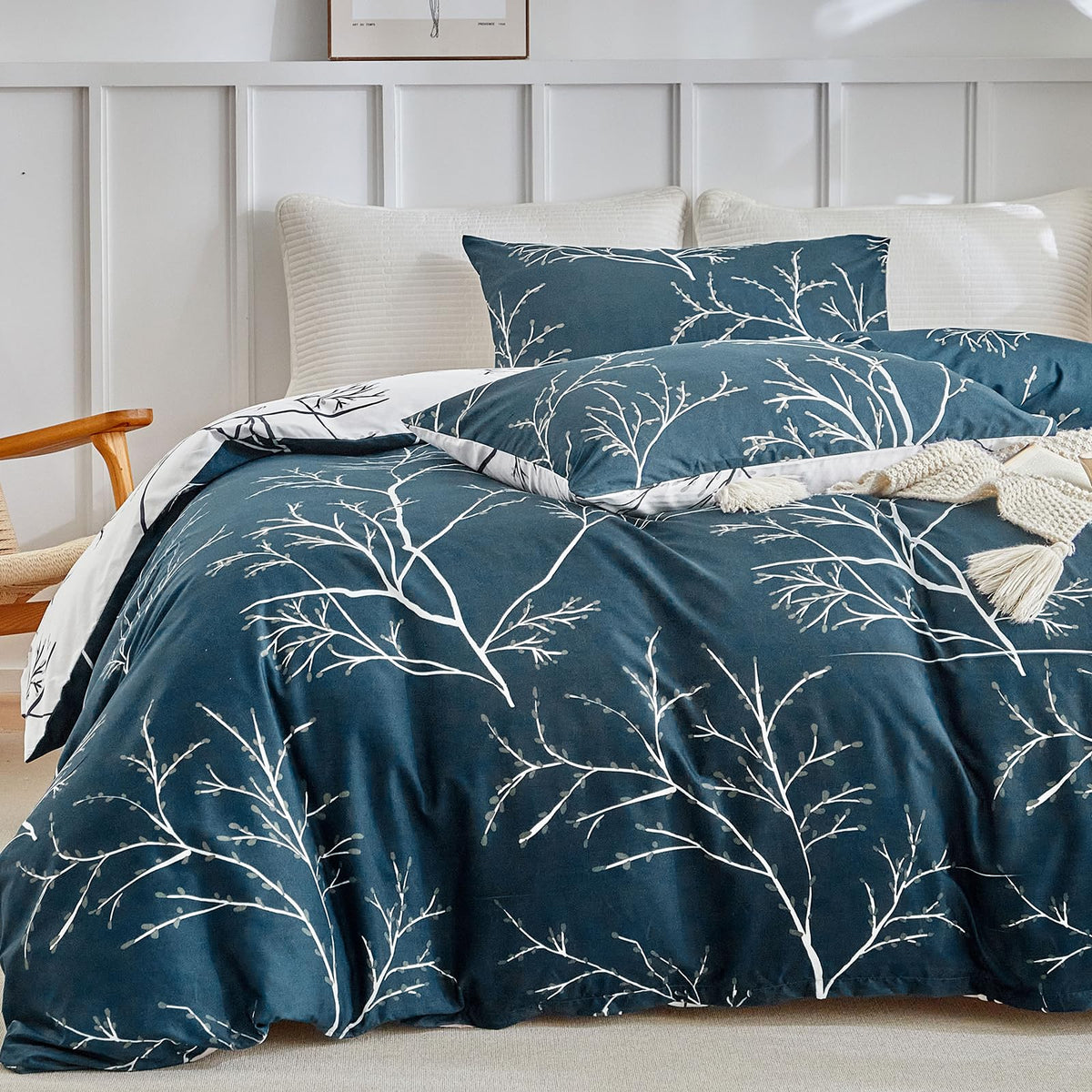 Lekesky Floral Duvet Cover Queen Size 3-Piece, Sage Green