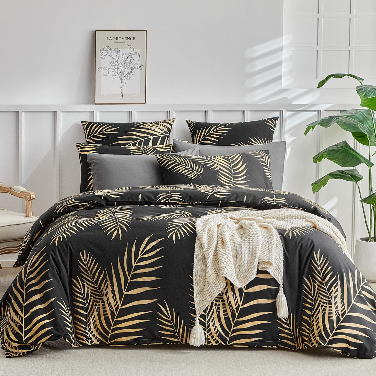 Lekesky Floral Duvet Cover Queen Size 3-Piece, Sage Green