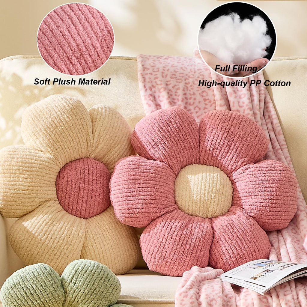 XIAIJIA Flower Pillow, Pink Daisy Throw Pillows, Flower Cushion 15.7 Inch
