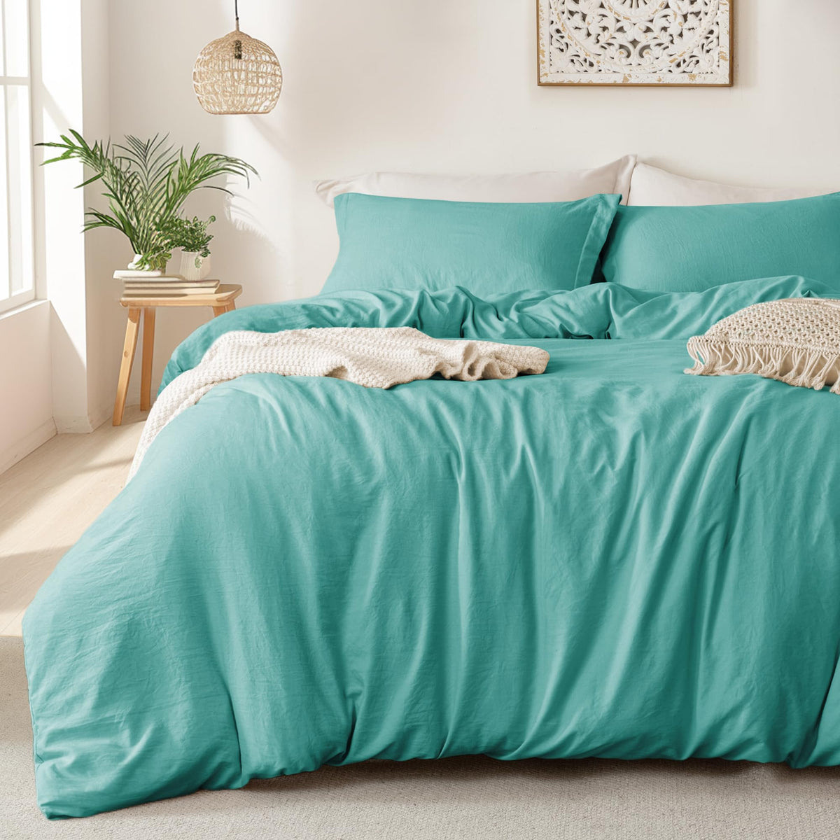 MILDLY Duvet Cover King Ultra Soft Comforter Cover Set 3pcs, Mist Sage