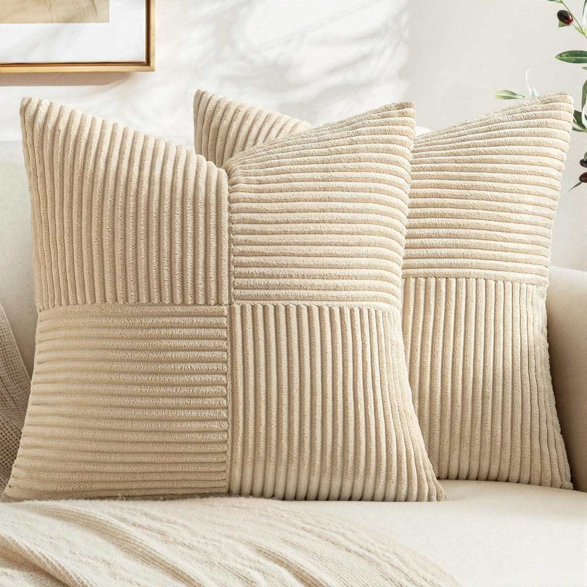 MIULEE Black Decorative Throw Pillow Covers for Couch 18x18 Inch