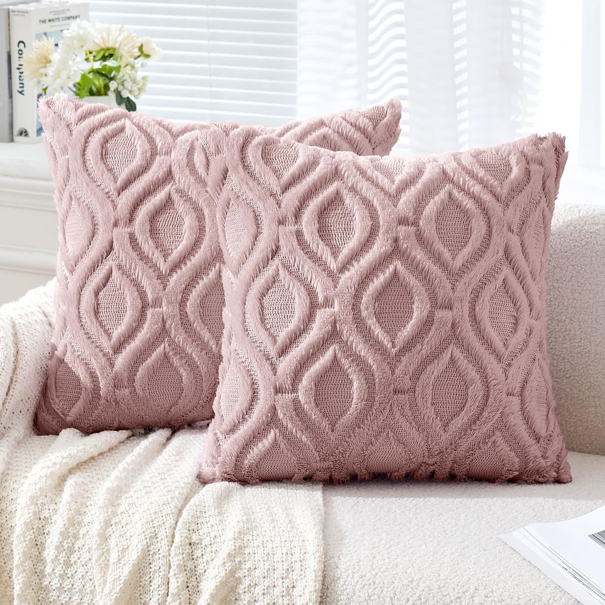 MIULEE Fall Mustard Yellow Soft Plush Faux Wool Throw Pillow Covers 18x18