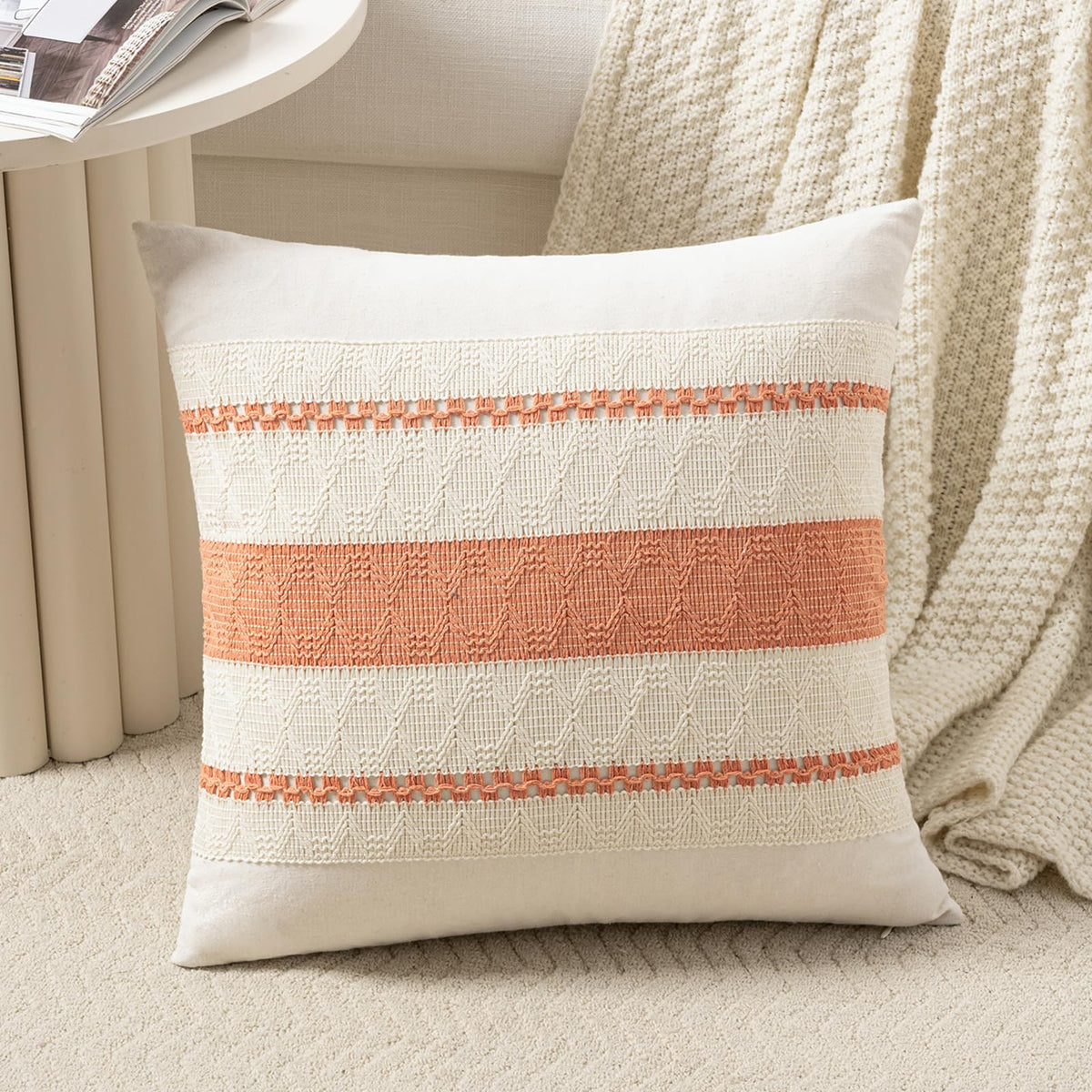 Fancy Homi Set of 1 Navy Blue Lumbar Decorative Throw Pillow Covers 12x20 Inch for Couch Bed Sofa Living Room, Soft Cotton blend Woven Textured Cushion Case