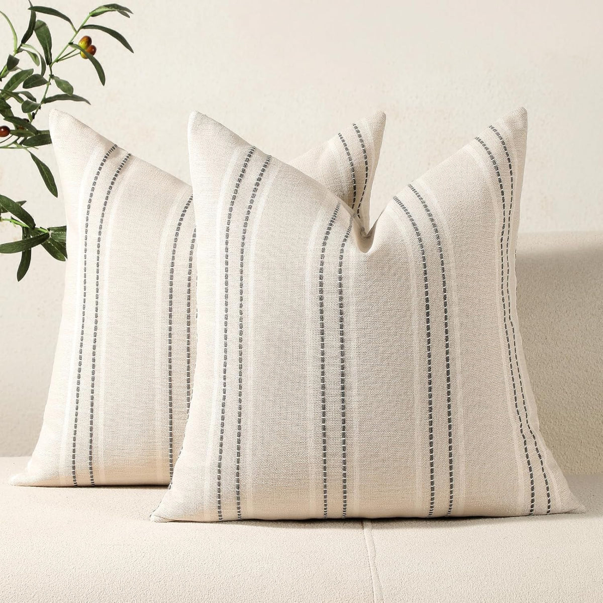 Hckot Navy Blue Throw Pillow Covers 20x20 Set of 2 Striped Pillow Covers