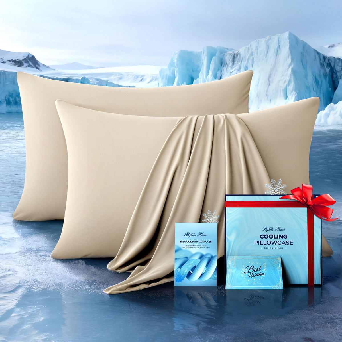 Ultra-Chill Cooling Pillowcase Set of 2 for Hot Sleepers, Softer Than Silk Pillow Cases for Protecting Hair & Skin, Breathable Bed Pillow Covers w/Zipper, Gifts for Women Men (Navy Blue, Standard)
