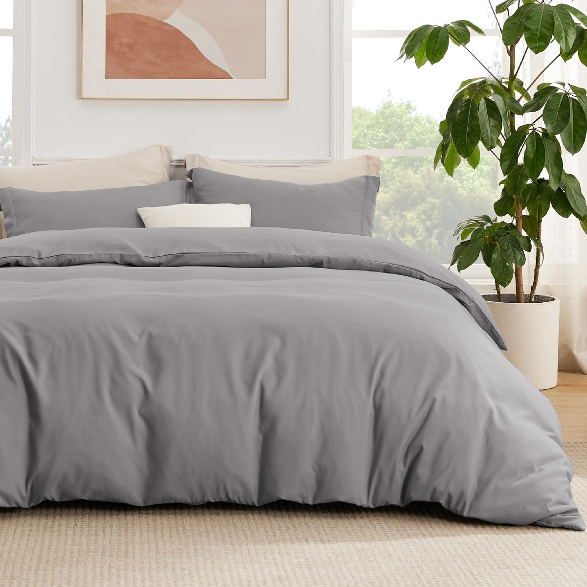Bedsure White Duvet Cover Queen Size - Soft Double Brushed Bedding Set for Kids & Adults, Zipper Closure, 3 Pieces, Includes 1 Duvet Cover (90"x90") & 2 Pillow Shams, NO Comforter