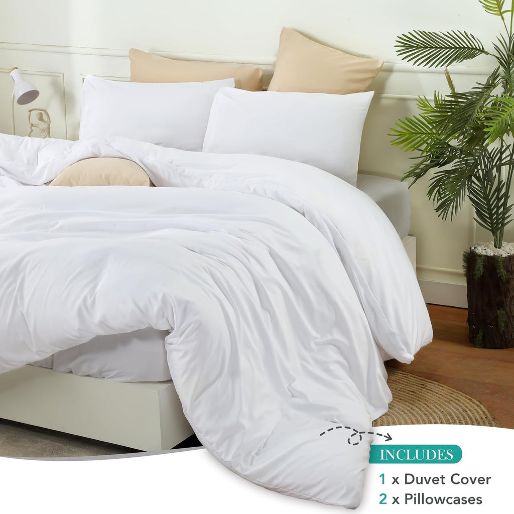 Utopia Bedding Duvet Cover Set with Pillowcases - 3 Pieces Bedding Duvet Cover with Zipper Closure - 1 Duvet Cover with 2 Pillowcases - Soft Brushed Microfiber (Queen, White)