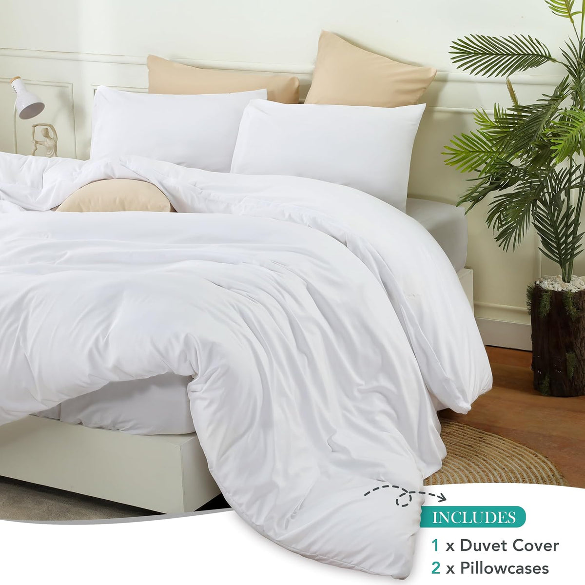 Utopia Bedding Duvet Cover Set with Pillowcases - 3 Pieces Bedding Duvet Cover with Zipper Closure - 1 Duvet Cover with 2 Pillowcases - Soft Brushed Microfiber (Queen, White)