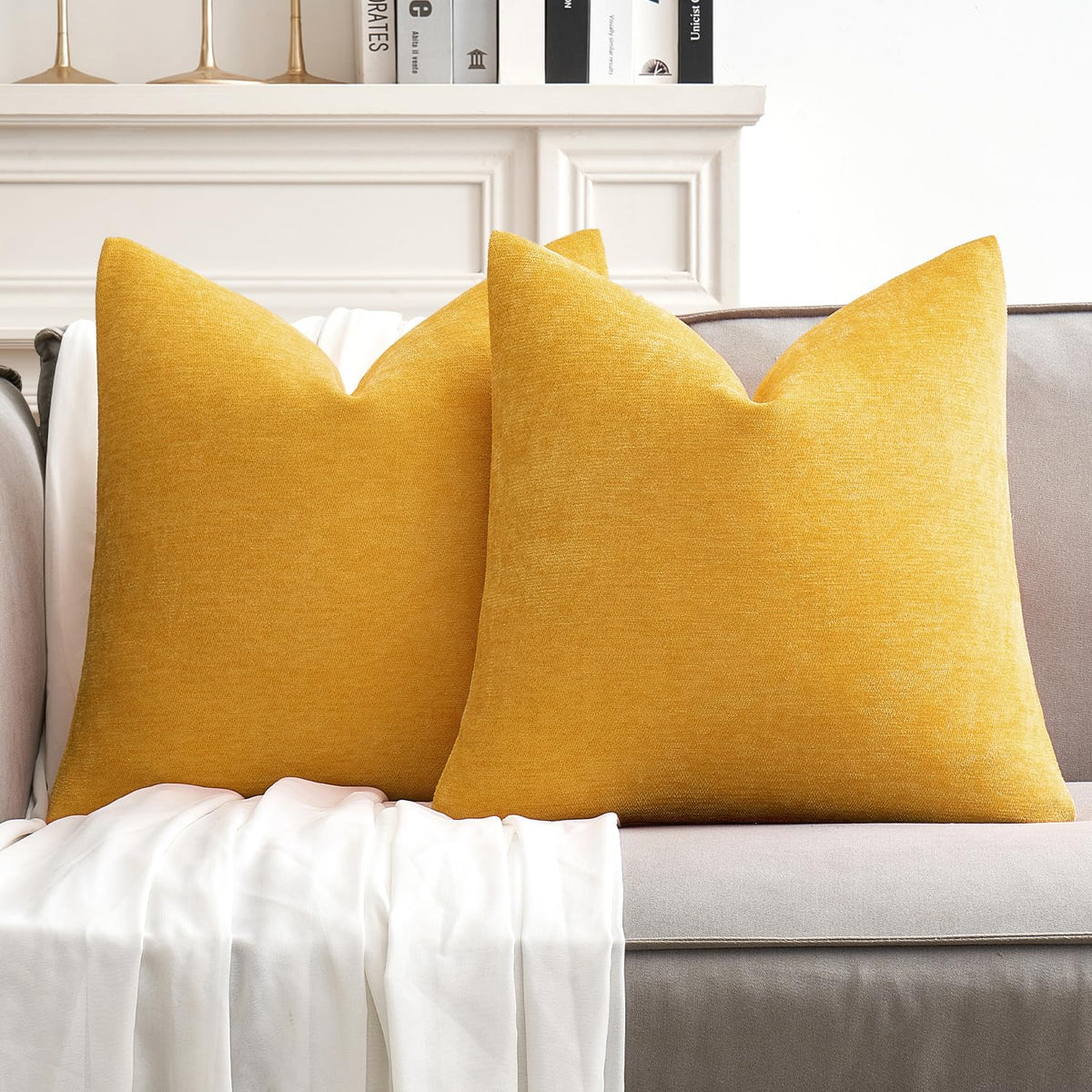 MIULEE Pack of 2 Beige Decorative Pillow Covers 18x18 Inch