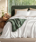 Bedsure PureWoven 100% Organic Bamboo Cooling Duvet Cover Set, Queen, Green