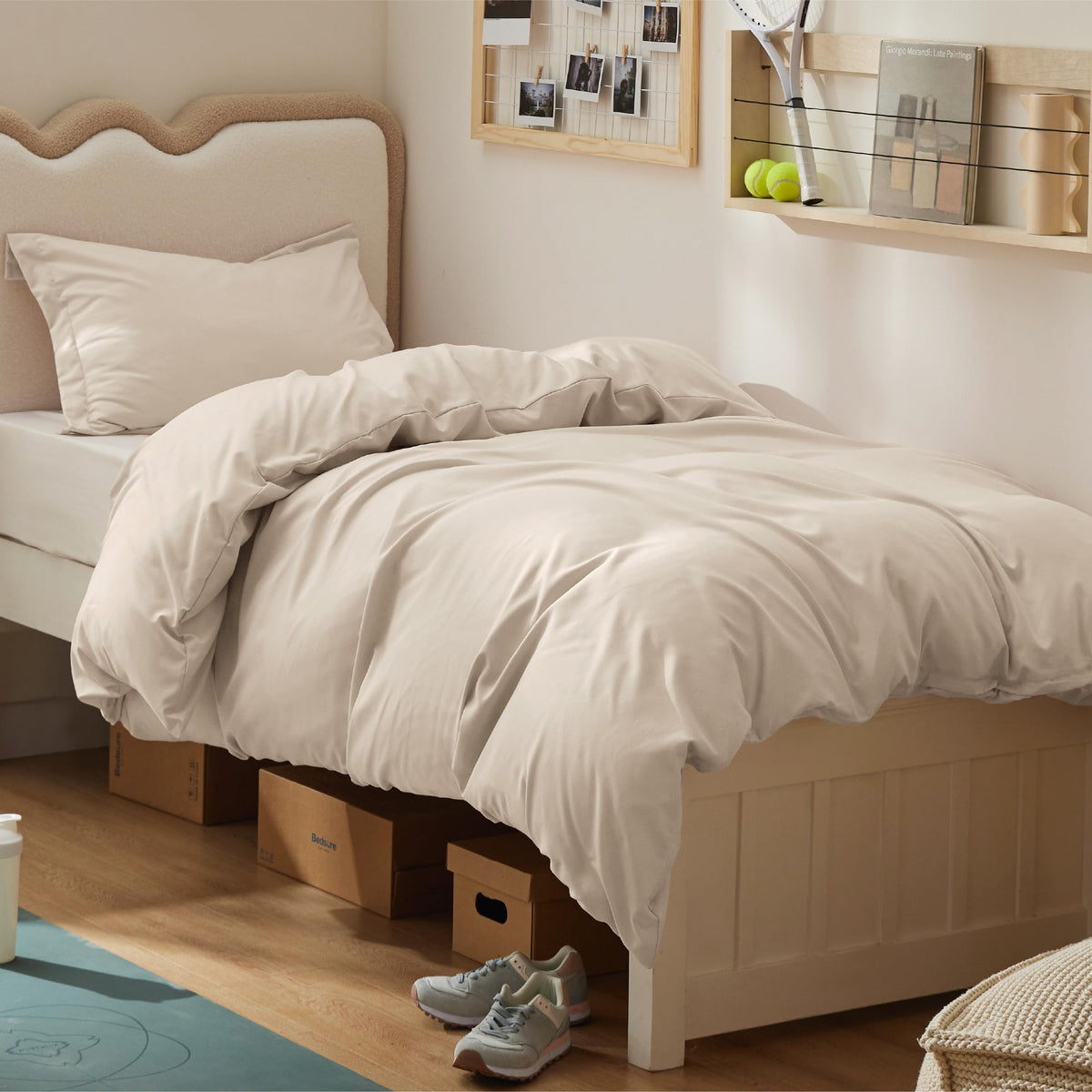 Bedsure Duvet Cover Queen Size, 3Pcs Soft Double Brushed Bedding Set, Linen