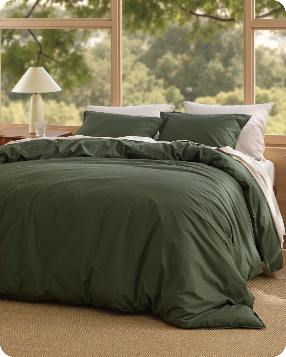 Bedsure PureWoven 100% Washed Cotton Duvet Cover Set, King Size, 3-PC