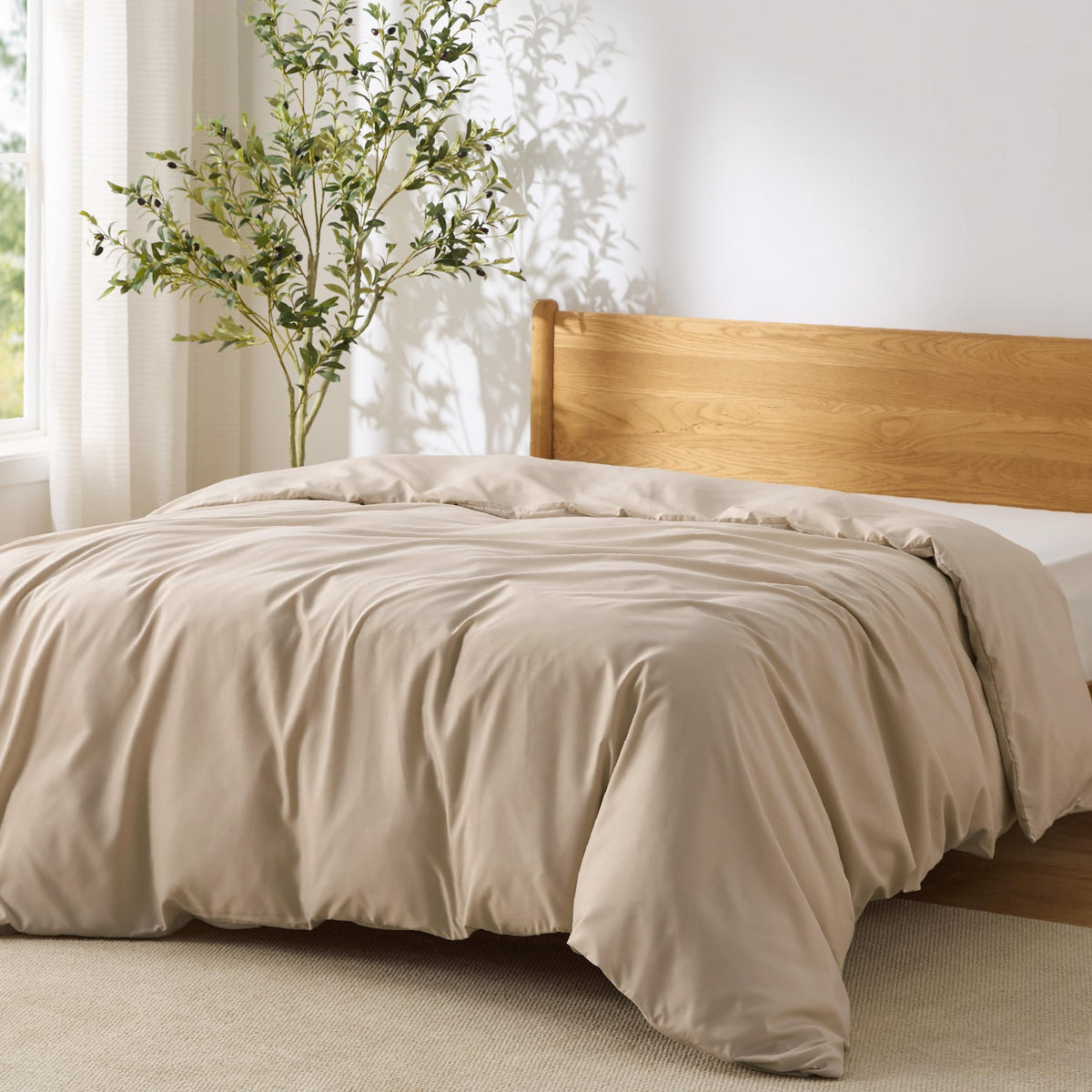 Bedsure Duvet Cover Queen Size, 3Pcs Soft Double Brushed Bedding Set, Linen