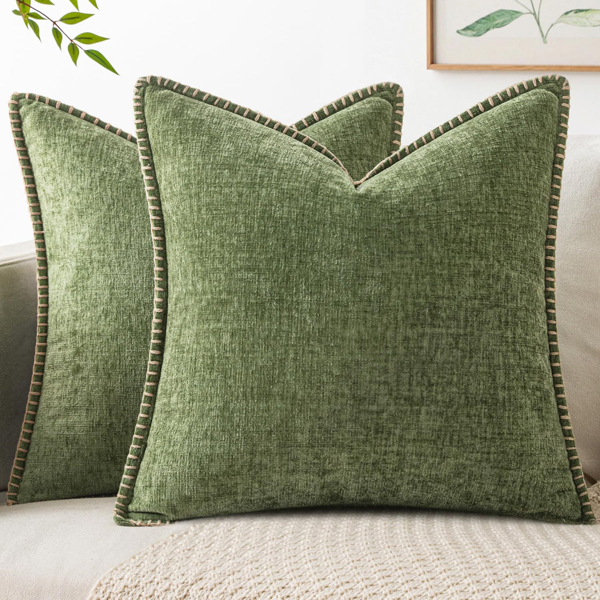 MIULEE Decorative Couch Throw Pillow Covers 18x18 Inch Navy 2 Pack